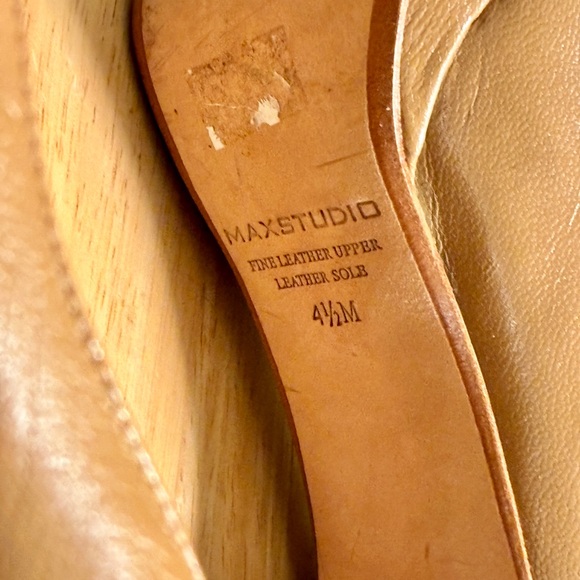 Max Studio Leather Peep-toe Heels Nude/Black Platform Womens Size 4.5M - Picture 6 of 10